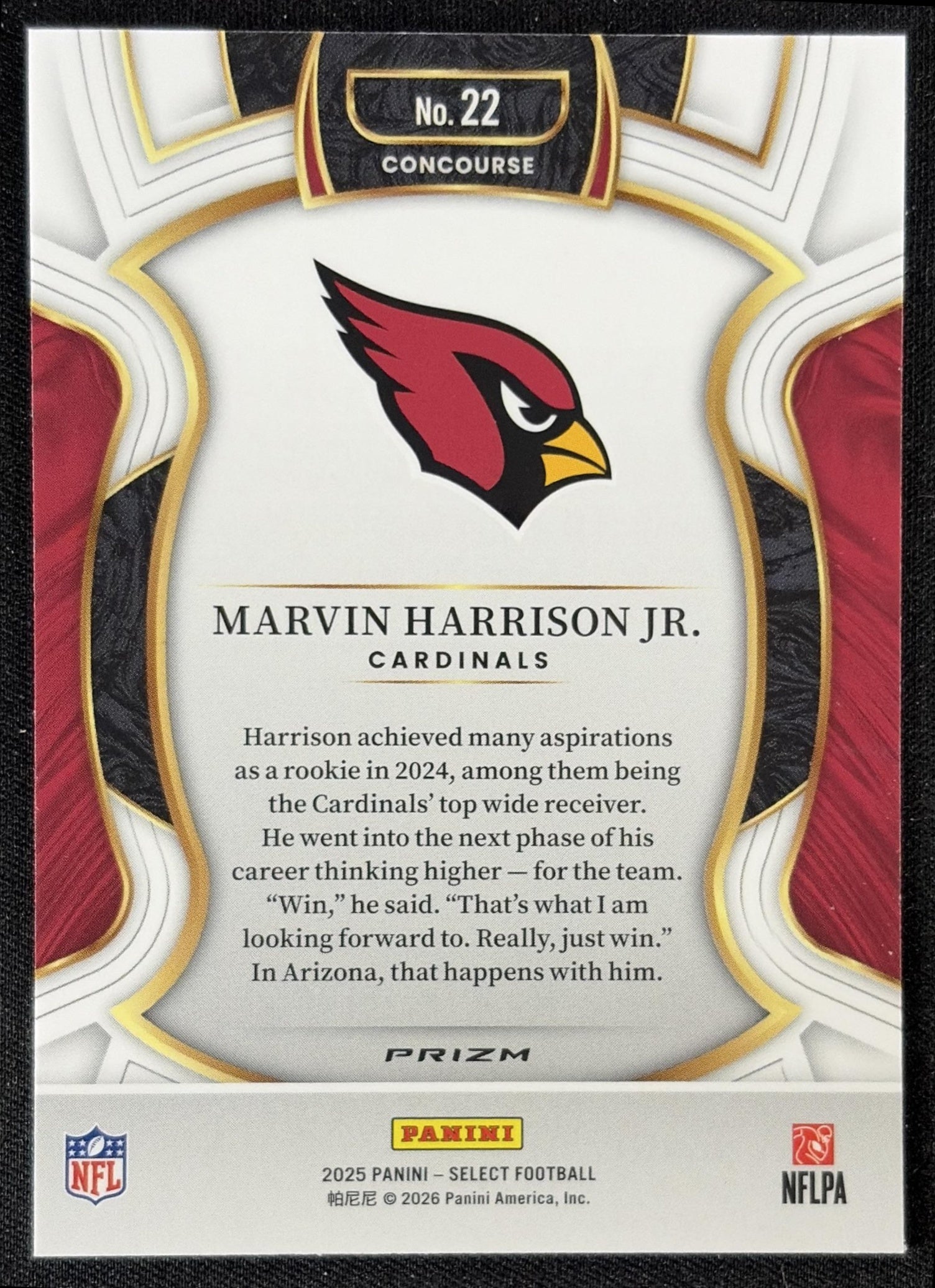 Marvin Harrison Jr. 2025 Panini Select Concourse Pink Prizm Shock Cardinals