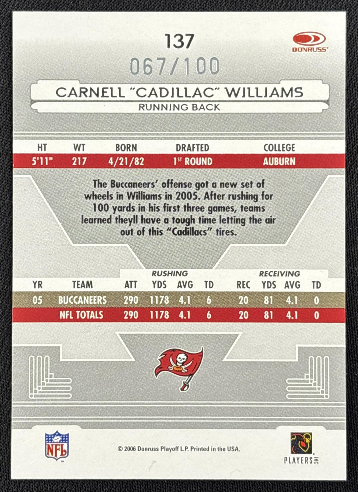 Cadillac Williams 2006 Red /100 Buccaneers