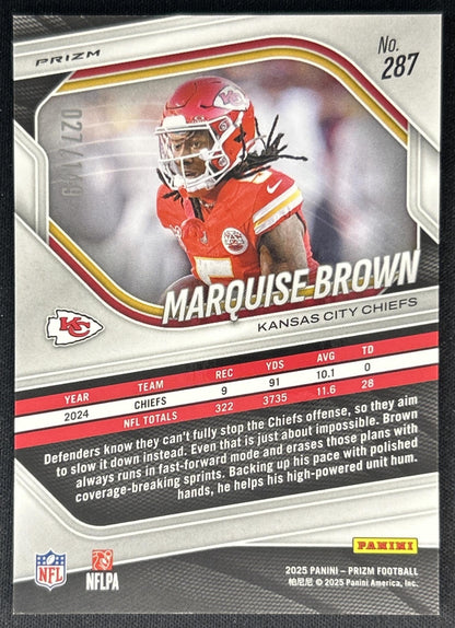 Marquise Brown 2025 Panini Prizm Red Wave /149 Chiefs back