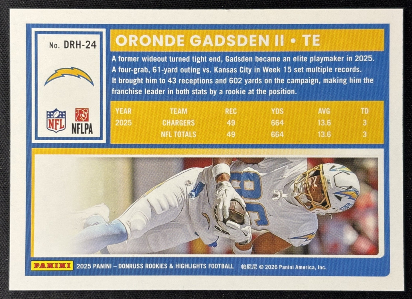 Oronde Gadsden II 2025 Panini Donruss Rookies & Highlights Chargers Sports Trading Cards