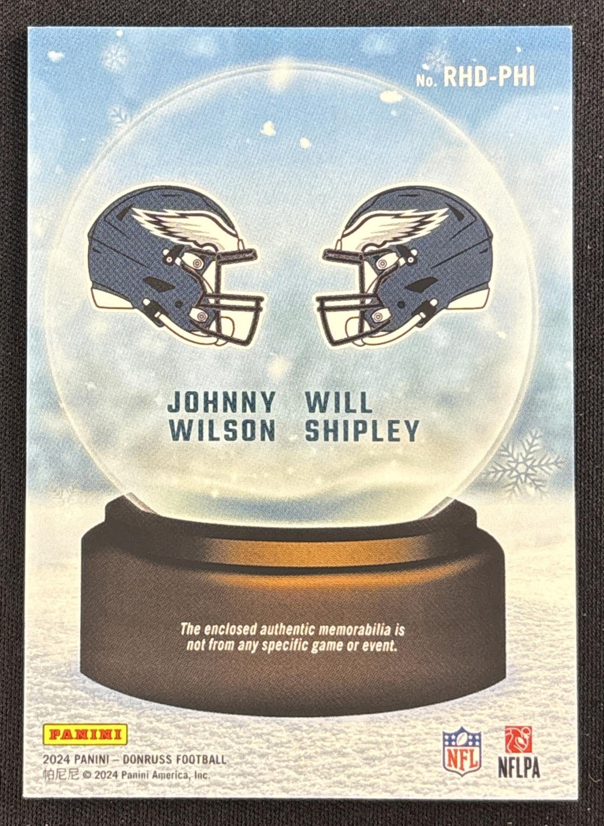 Johnny Wilson Will Shipley 2024 Panini Donruss Rookie Holiday Sweater Dual Eagles