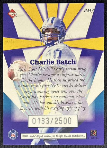 Charlie Batch 1998 Collector's Edge Masters Rookie /2500 Lions back