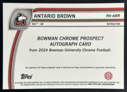 Antario Brown 2024 Bowman Chrome University Prospect Auto Refractor /299 back