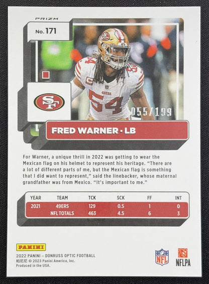 Fred Warner 2022 Panini Donruss Optic Orange /199 49ers