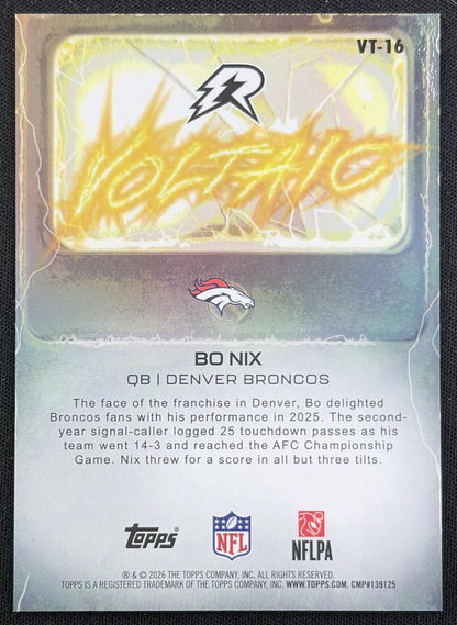 Bo Nix 2025 Topps Resurgence Voltaic Surge Refractor /425 Broncos Denver Broncos
