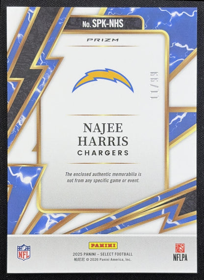 Najee Harris 2025 Panini Select Sparks White Prizm /99 Chargers