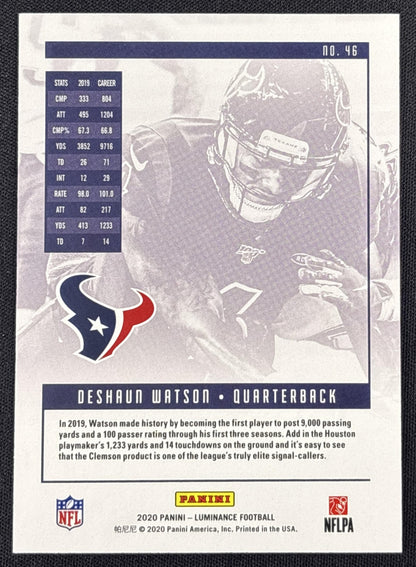 Deshaun Watson 2020 Panini Luminance Gold /299 Texans