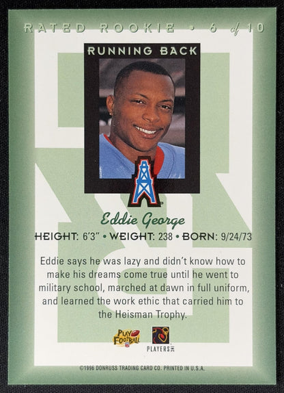 Eddie George 1996 Donruss Rated Rookie back