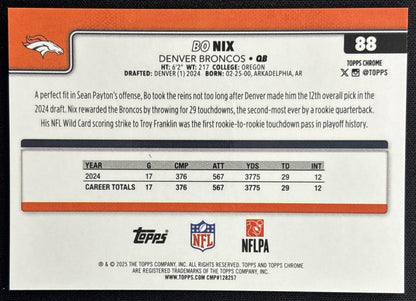Bo Nix 2025 Topps Chrome Gold Geometric Refractor /50 Broncos