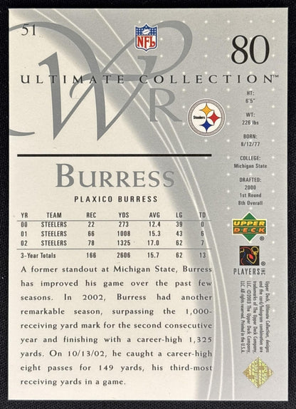 Plaxico Burress 2003 Upper Deck Ultimate Collection /750 Steelers back