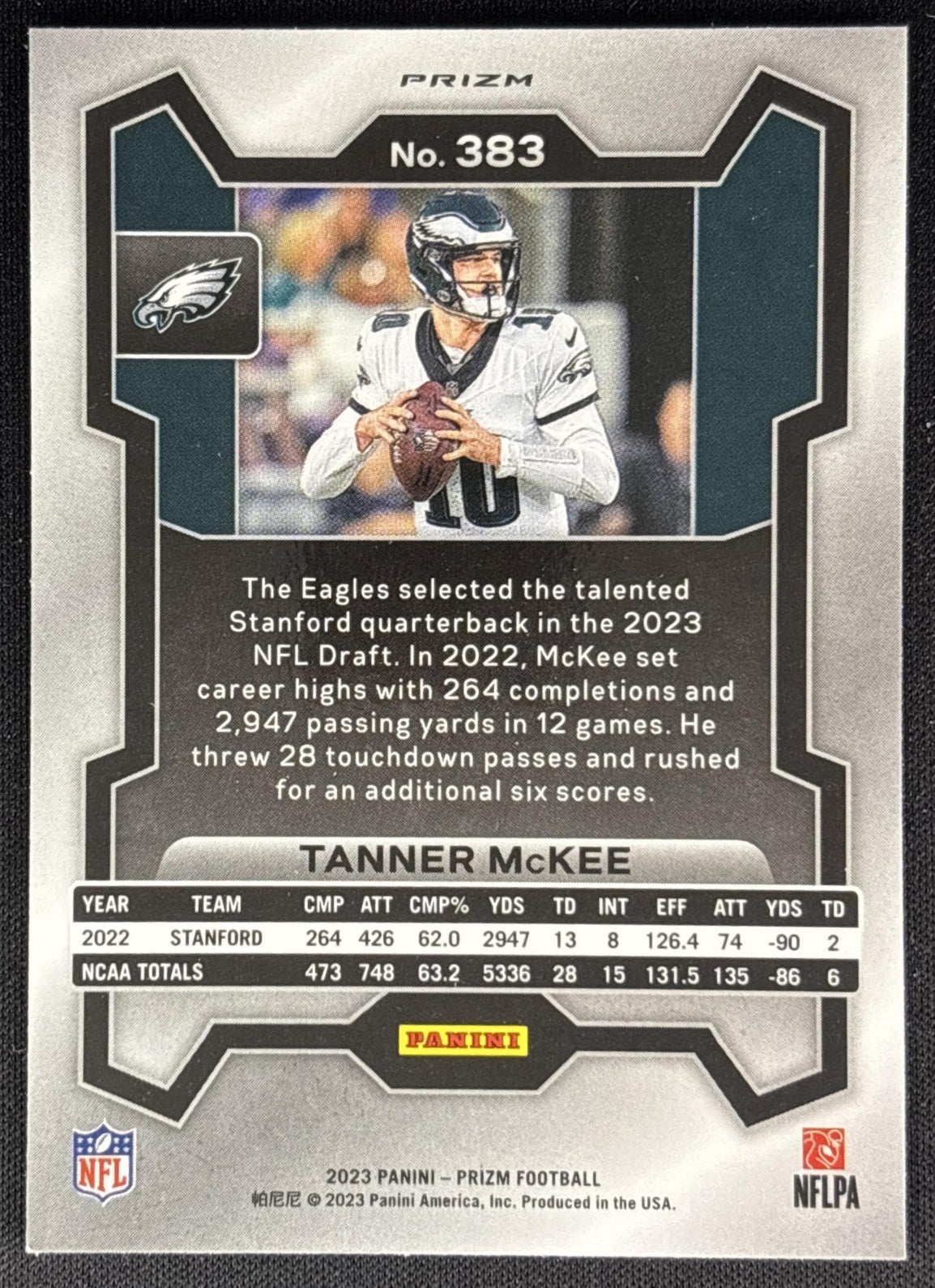 Tanner McKee 2023 Panini Prizm Silver Eagles Sports Trading Card