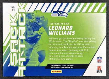 Leonard Williams 2025 Panini Score Sack Attack Seahawks
