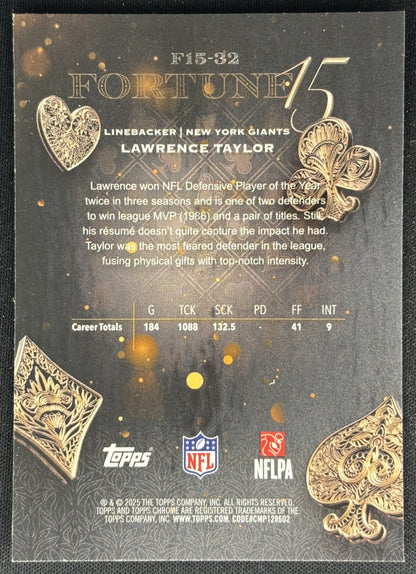 Lawrence Taylor 2025 Topps Chrome Fortune 15 Giants Sports Trading Cards