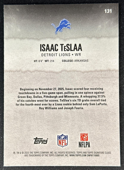 Isaac TeSlaa 2025 Topps Signature Class Chrome Rookie Lions back
