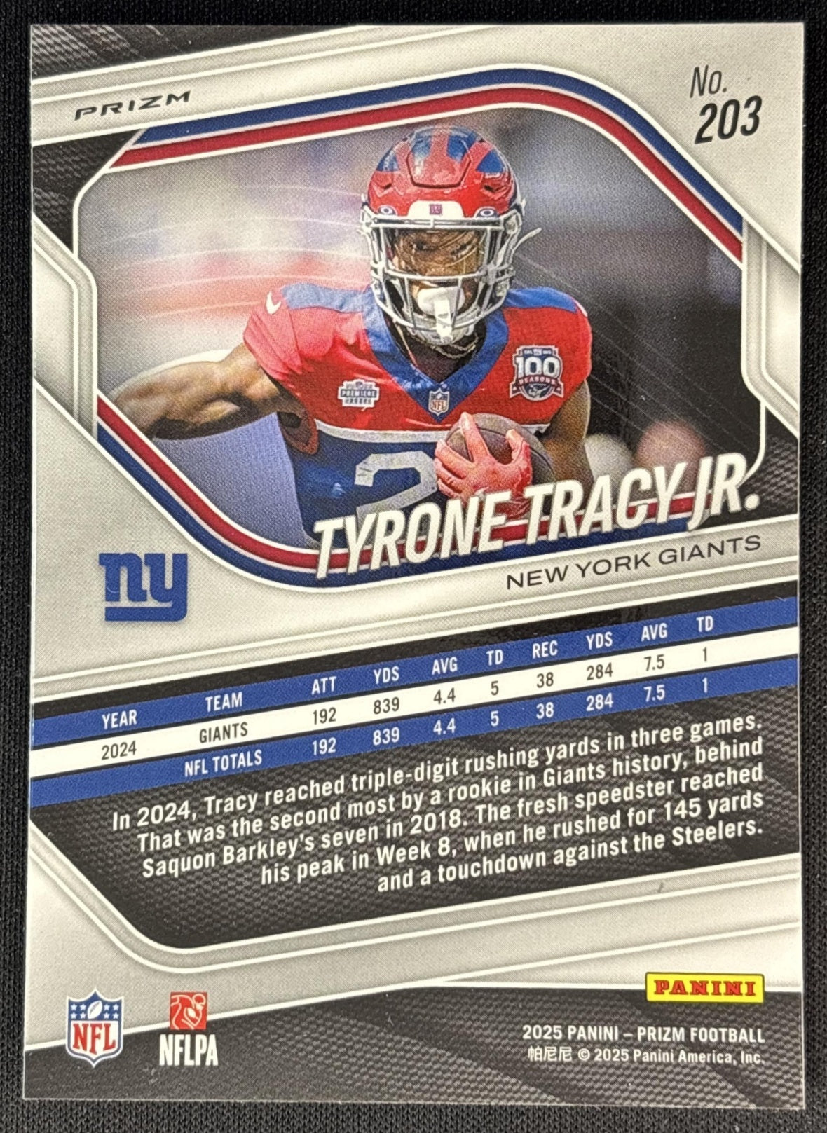 Tyrone Tracy Jr. 2025 Panini Prizm Neon Green Pulsar Giants