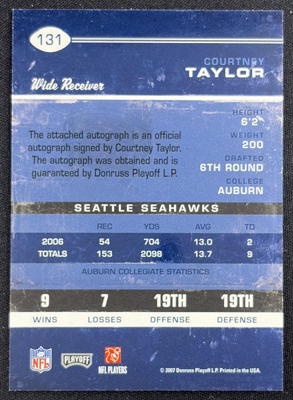 Courtney Taylor 2007 Playoff Contenders Rookie Ticket Auto Seahawks Sports Trading Card