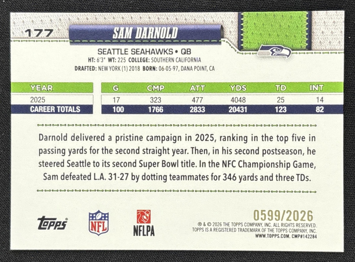 Sam Darnold 2026 Topps Gold /2026 Seahawks