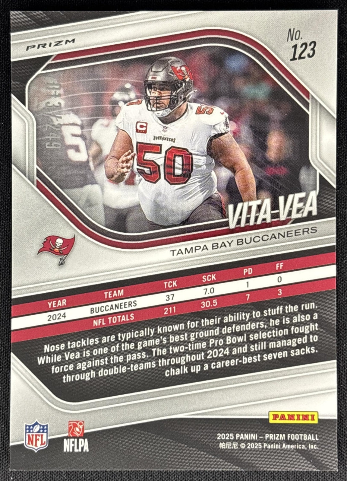 Vita Vea 2025 Panini Prizm Orange /249 Buccaneers Sports Trading Cards