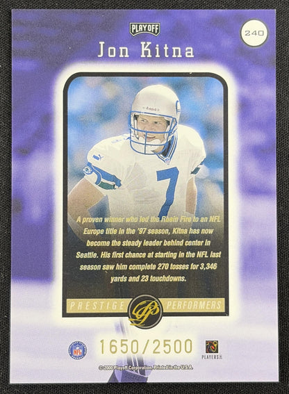 Jon Kitna 2000 Playoff Prestige /2500 Seahawks Sports Trading Card