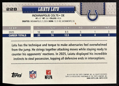 Laiatu Latu 2026 Topps Football Leather Foil Colts