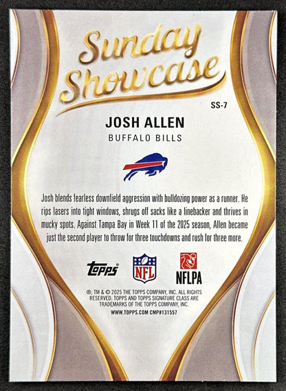 Josh Allen 2025 Topps Signature Class Sunday Showcase Bills back