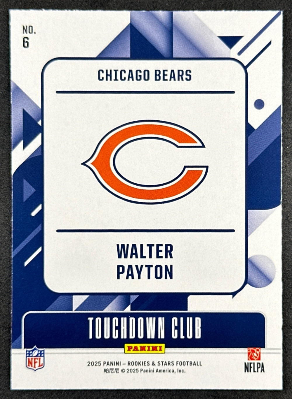 Walter Payton 2025 Panini Rookies & Stars Touchdown Club Bears Sports Trading Cards