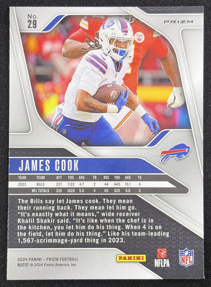 James Cook 2024 Panini Prizm Green Bills Sports Trading Card