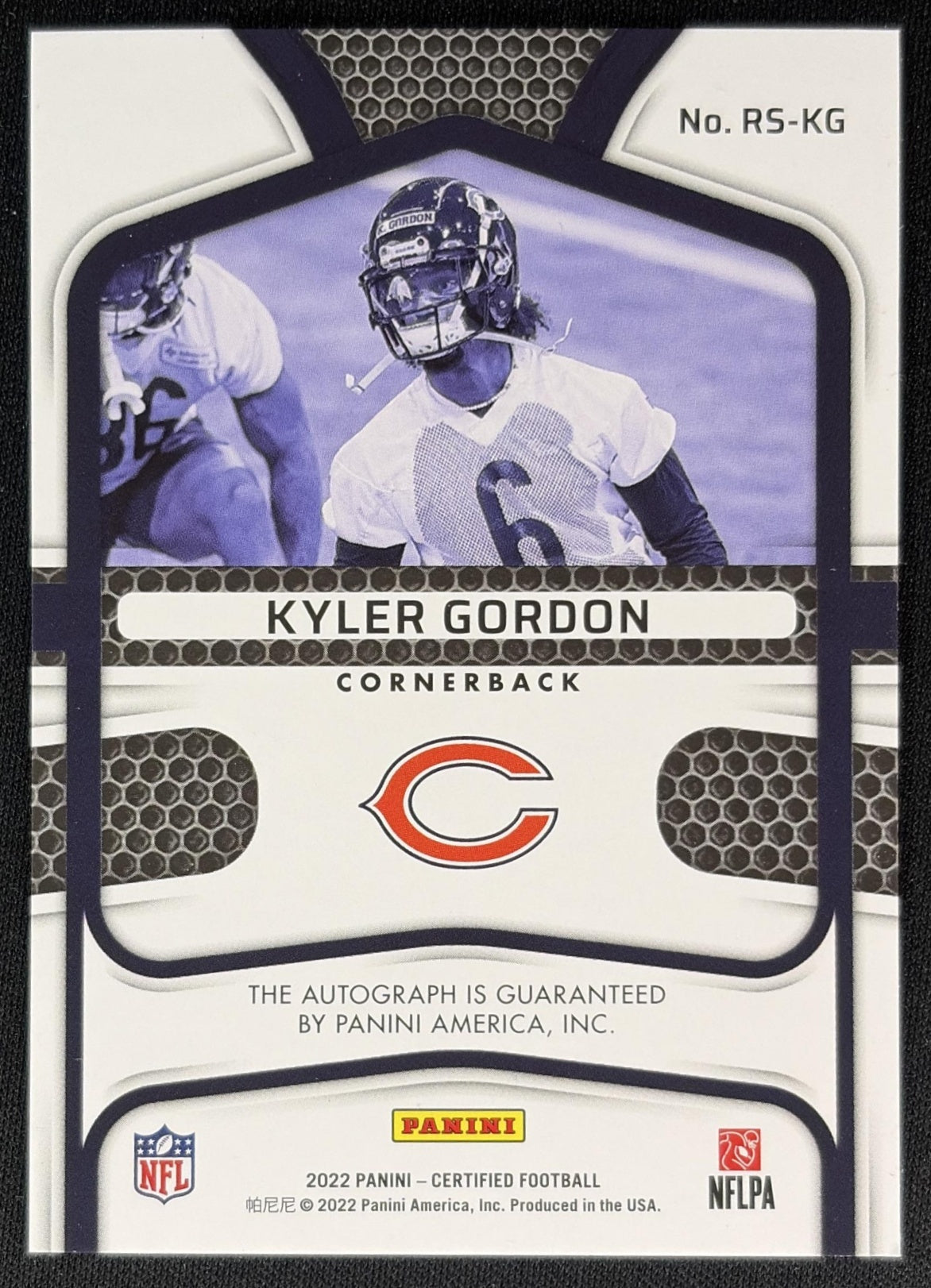 Kyler Gordon 2022 Panini Certified Rookie Signatures Mirror Teal /50 Bears Sports Trading Cards