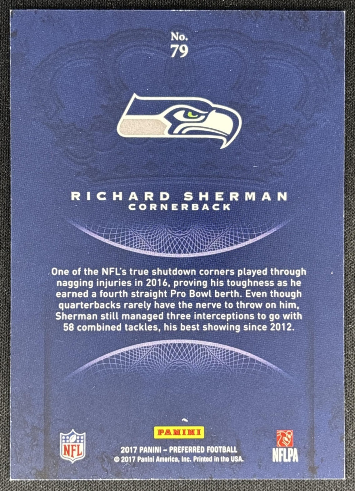 Richard Sherman 2017 Panini Crown Royale Holo Gold /175 Seahawks back