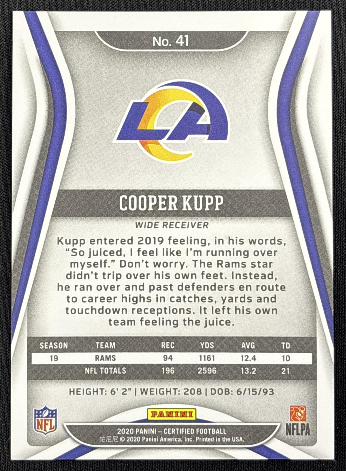 Cooper Kupp 2020 Panini Certified Mirror /450 Rams