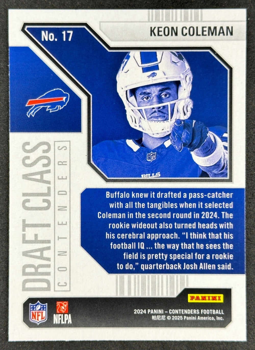 Keon Coleman 2024 Contenders Draft Class Bills Sports Trading Card