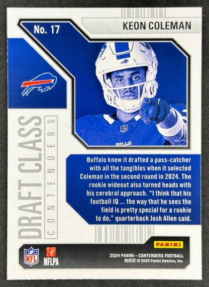 Keon Coleman 2024 Contenders Draft Class Bills Sports Trading Card
