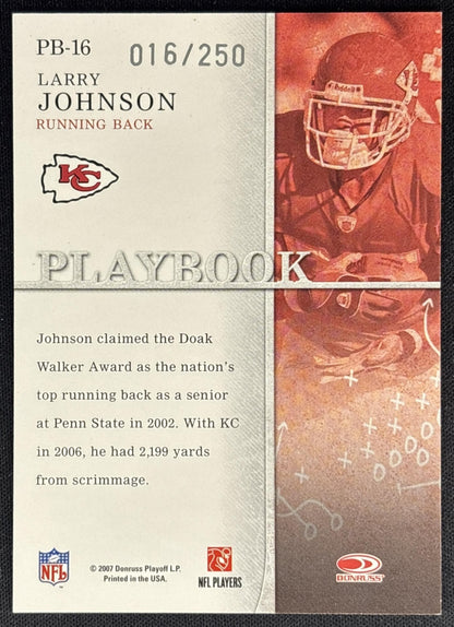 Larry Johnson 2007 Donruss Gridiron Gear Playbook Silver /250 Chiefs back