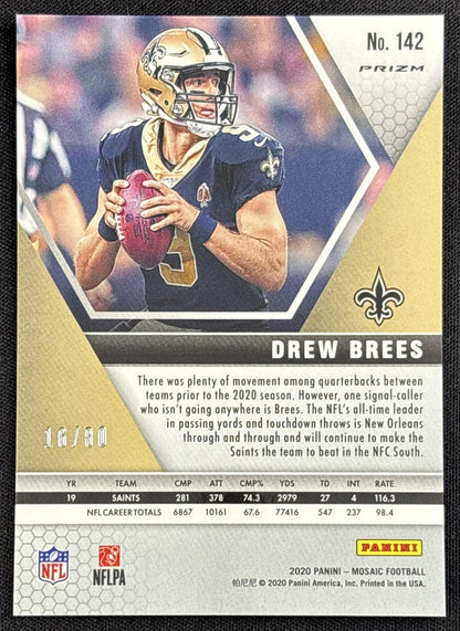 Drew Brees 2020 Panini Mosaic Choice Prizm Fusion Red /80 Saints - back