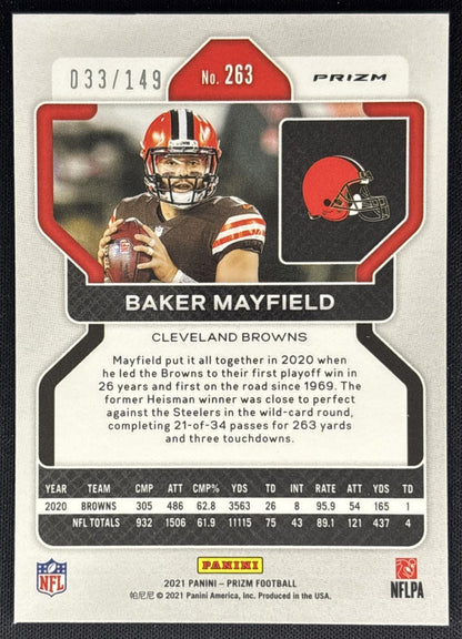 Baker Mayfield 2021 Panini Prizm Red Wave /149 Browns Sports Trading Cards