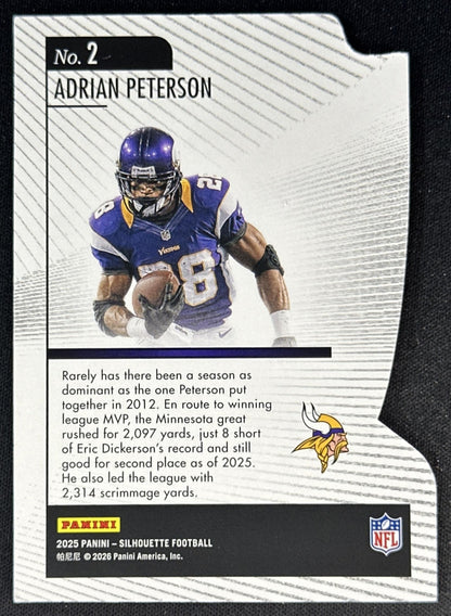 Adrian Peterson 2025 Panini Silhouette Hand Crafted MVP Vikings