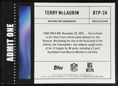 Terry McLaurin 2026 Topps Big Ticket Players Commanders back