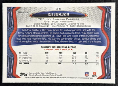 Rob Gronkowski 2013 Topps Chrome Refractor Patriots back