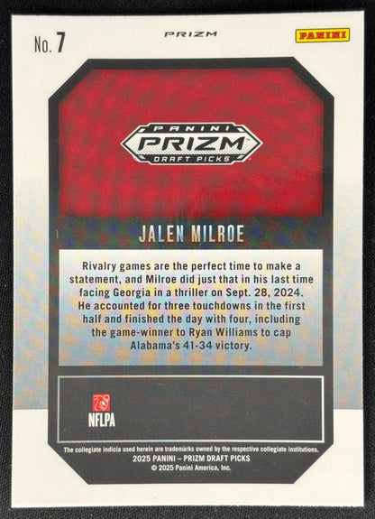 Jalen Milroe 2025 Prizm Draft Picks New Recruits Red Ice Crimson Tide - back