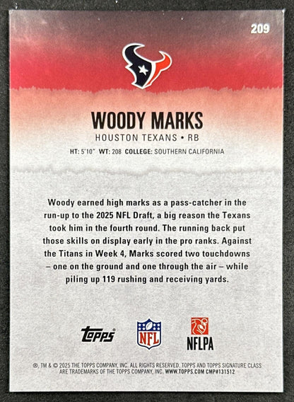 Woody Marks 2025 Topps Signature Class Rookie Texans
