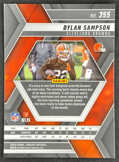 Dylan Sampson 2025 Mosaic Rookies Browns Sports Trading Card