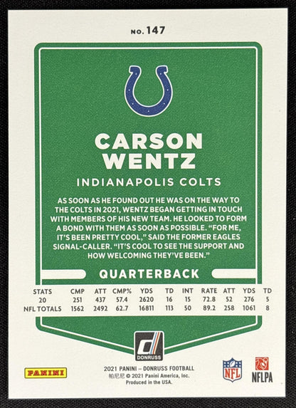 Carson Wentz 2021 Panini Donruss Press Proof Premium Colts