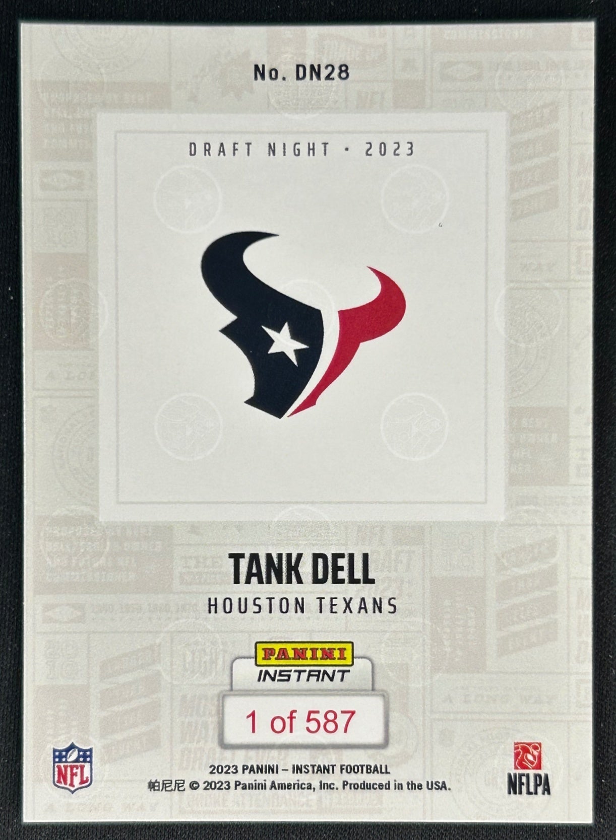 Tank Dell 2023 Instant NFL Draft Night Texans back