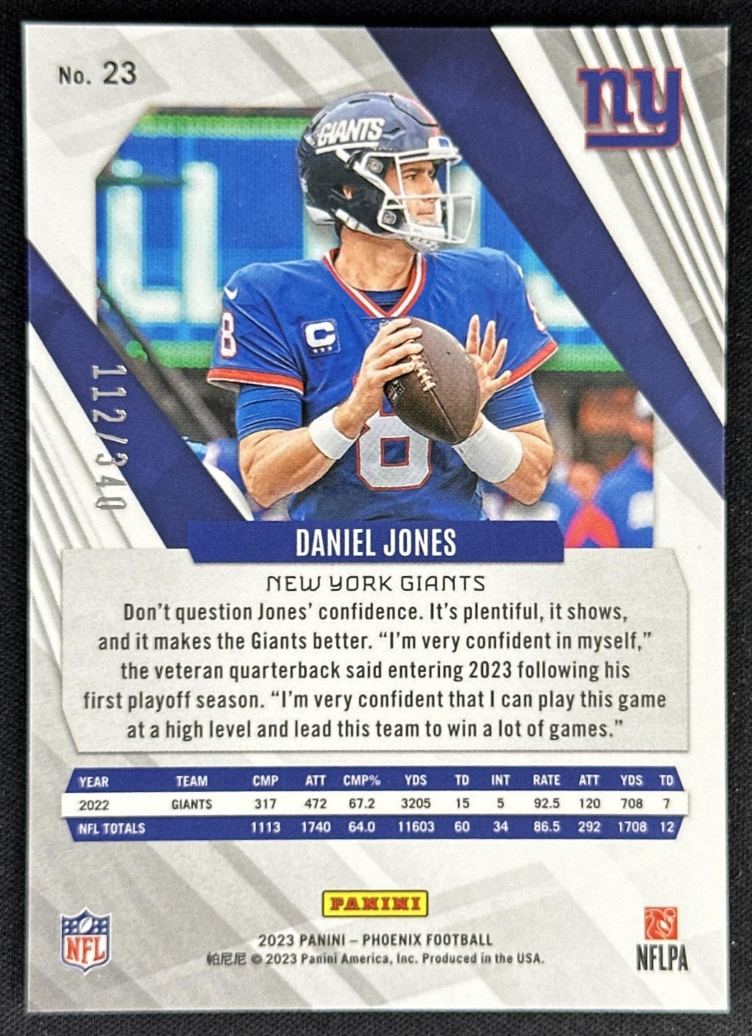 Daniel Jones 2023 Panini Phoenix Fire Burst /340 Giants