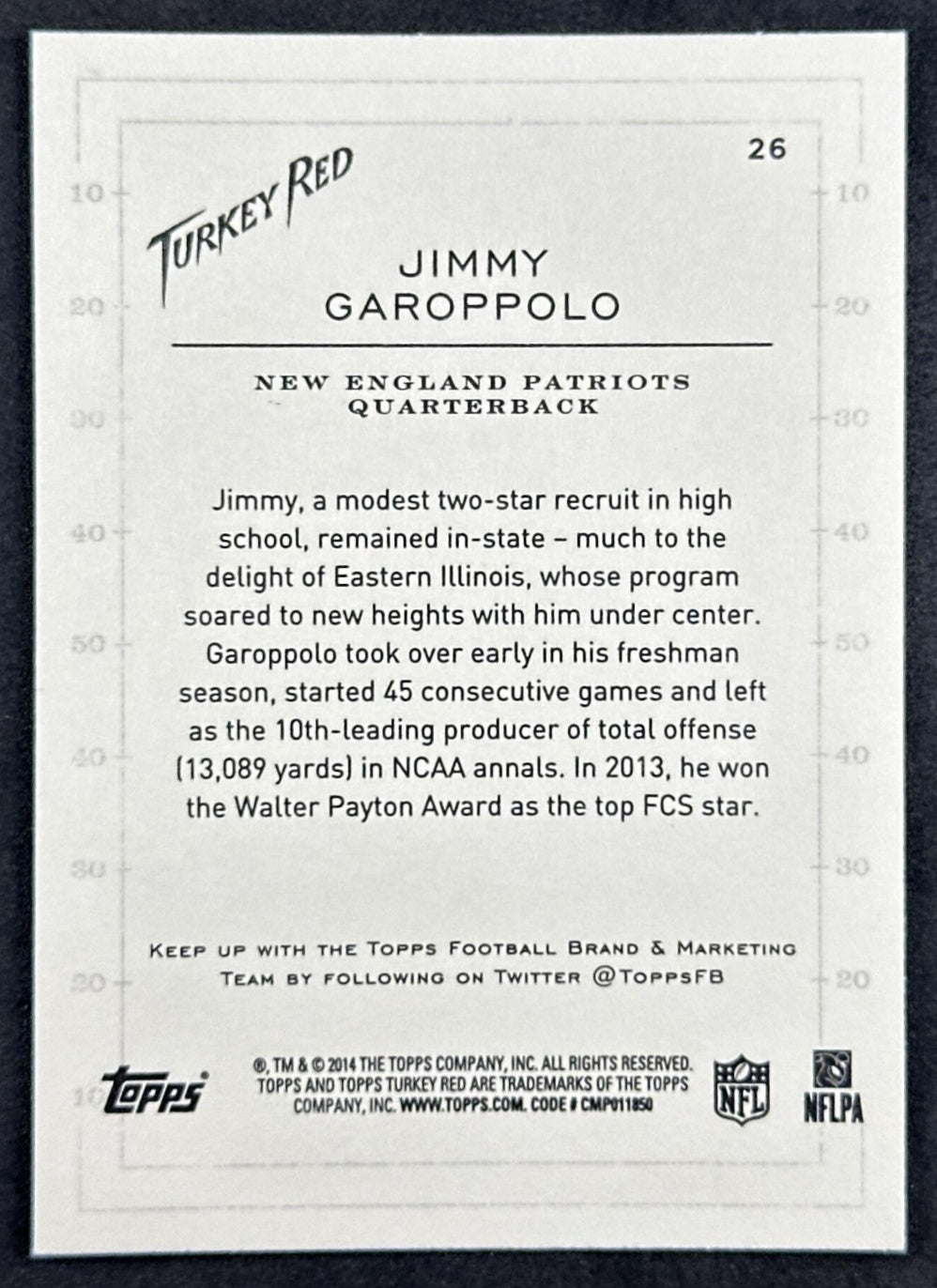 Jimmy Garoppolo Rookie 2014 Topps Turkey Red Patriots
