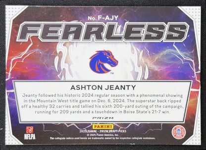 Ashton Jeanty 2025 Panini Prizm Draft Picks Fearless Gold Ice Broncos