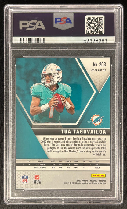 Tua Tagovailoa 2020 Panini Mosaic Prizm Reactive Orange PSA 9 Dolphins Sports Trading Cards