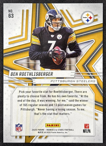 Ben Roethlisberger 2025 Panini Rookies & Stars Purple /999 Steelers back
