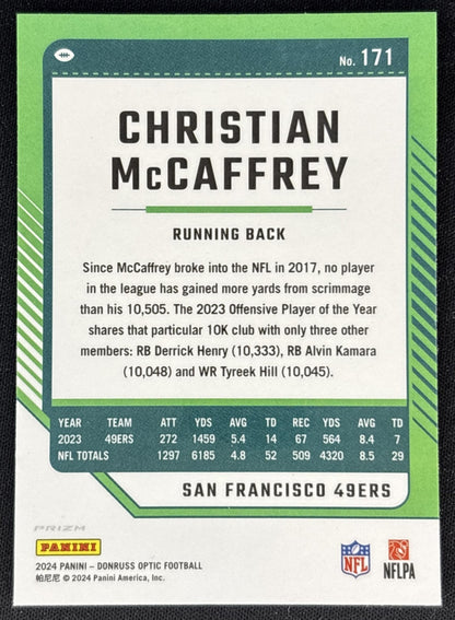 Christian McCaffrey 2024 Panini Donruss Optic Stars 49ers Back