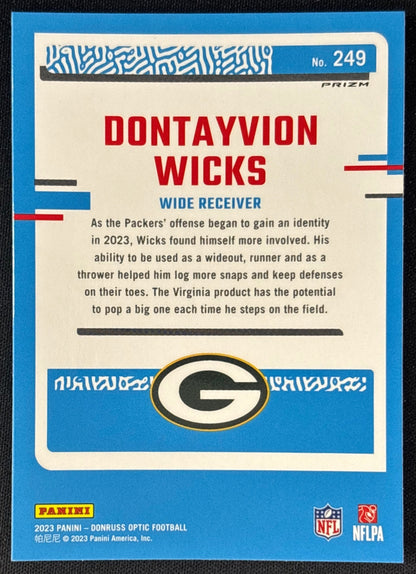 Dontayvion Wicks 2023 Donruss Optic Rocket Prizm Packers